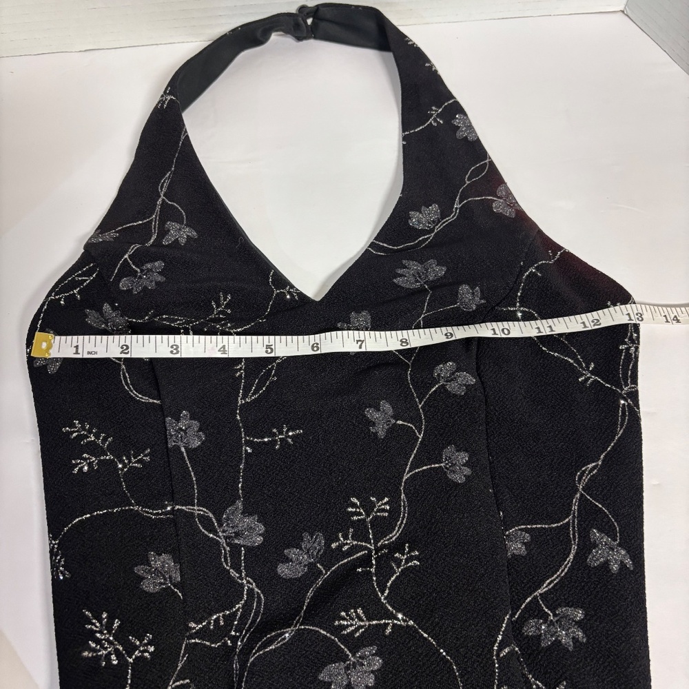 Scott McClintock Millennium 2000 Black/Silver Maxi Vintage Halter Dress Size 6 - Picture 10 of 13